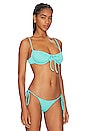 view 2 of 4 Ruched Underwire Bikini Top in Aqua Ribbed