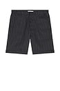 view 4 of 5 Linen Stripe Club Shorts in Navy