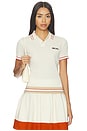 view 1 of 5 POLO EN MAILLE CÔTELÉE VARSITY in Off White