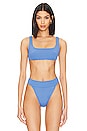 view 2 of 6 Jayce Reversible Bikini Top in Azure Scrunch & Azure