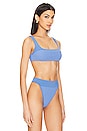 view 3 of 6 Jayce Reversible Bikini Top in Azure Scrunch & Azure