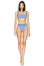 view 5 of 6 Jayce Reversible Bikini Top in Azure Scrunch & Azure
