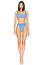 view 5 of 6 Camilia Reversible Bikini Bottom in Azure Scrunch & Azure