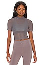 view 1 of 4 Stella Open Mesh Crop Top in Volcanic Glass