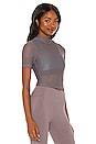 view 2 of 4 Stella Open Mesh Crop Top in Volcanic Glass
