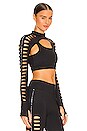 view 2 of 5 x David Koma Laser Cut Crop Top in Black