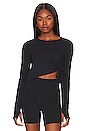 view 1 of 4 Zina Cropped Long Sleeve Top in Black