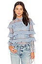 view 1 of 4 Better Days Lace Ruffle Blouse in Dusty Blue