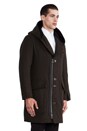 view 3 of 8 Beaumer Hooded Shawl Collar Overcoat in Dark Olive