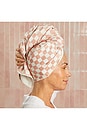 view 7 of 8 XL Quick-Dry Hair Towel Wrap in Terracotta Checker