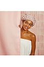 view 9 of 8 Satin-Lined Flexi Shower Cap in Terracotta Checker