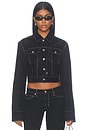 view 1 of 5 Slim Trucker Jacket in Flocked Black