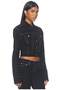 view 2 of 5 Slim Trucker Jacket in Flocked Black