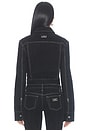view 4 of 5 Slim Trucker Jacket in Flocked Black
