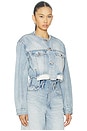 view 2 of 4 BLOUSON TORN OFF CROP TRUCKER in Denim