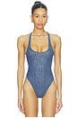 view 2 of 6 Lara Mesh Bodysuit in Pinstripe Krystal