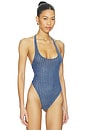 view 3 of 6 Lara Mesh Bodysuit in Pinstripe Krystal