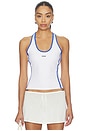 view 1 of 5 Sott Idol Racer Tank Top in White & Blue
