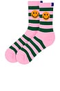 view 2 of 2 The Women's Rugby Smile Sock in Green & Blush