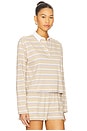 view 2 of 4 The Lexie Polo Top in Sand Multistripe