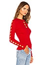 view 2 of 4 Fitted Lacehole Sweater in Medium Red