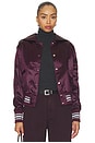 view 2 of 6 Varsity Cropped Bomber in Blackberry