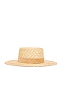 view 3 of 3 The Spencer Boater Hat in 	NATURAL / CAMEL