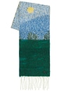 view 1 of 4 Mountain Graphic Long Scarf in Green & Vaporous Overview