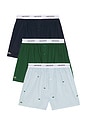 view 1 of 4 3-Pack Cotton Weave Boxers in Blue, White, Green, & Navy Blue