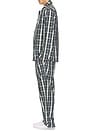 view 2 of 7 Plaid Poplin Pajama Set in Sinople, Navy Blue, & Flour