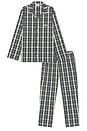 view 4 of 7 Plaid Poplin Pajama Set in Sinople, Navy Blue, & Flour