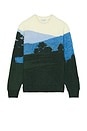 view 5 of 5 Mountain Graphic Wool Crew Neck Sweater in Green & Vaporous Overview