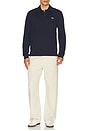 view 3 of 5 Classic Fit Long Sleeve Polo in Navy Blue