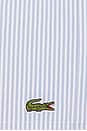 view 5 of 5 Mid Length Striped Textured Swim Trunks in White & Light Blue