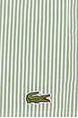 view 5 of 5 Mid Length Striped Textured Swim Trunks in White & Vert