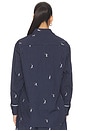view 3 of 5 Oversize Fit Jacquard Shirt in Navy Blue & White
