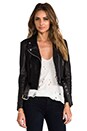 view 1 of 8 Shrunken Leather Moto Jacket in Black
