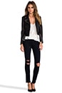 view 2 of 8 Shrunken Leather Moto Jacket in Black