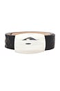view 3 of 3 Milou Domed Embossed Belt in Black Croc