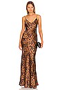 view 1 of 3 Serita Maxi V-Neck Bias Dress in Brown & Black Tortoise Shell