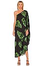 view 1 of 4 Selena One Shoulder Dress in Black & Tropical Green Multi