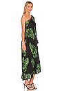 view 2 of 4 Selena One Shoulder Dress in Black & Tropical Green Multi