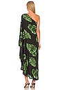 view 4 of 4 Selena One Shoulder Dress in Black & Tropical Green Multi