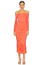 view 1 of 3 Kamali Ruched Off Shoulder Dress in Neon Orange