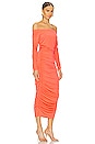 view 2 of 3 Kamali Ruched Off Shoulder Dress in Neon Orange