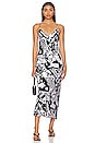 view 1 of 4 Seridie Midi Slip Dress in White & Black Graffiti