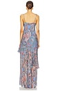view 4 of 4 Viola Asymmetrical Cowl Neck Gown in Periwinkle Multi French Paisley