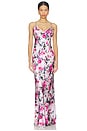 view 1 of 3 Serita Maxi V Neck Bias Dress in Pink Multi Water Rose