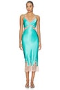 view 1 of 3 ROBE SCOTLY LACE TRIM MIDI in Cyan & Cappuccino