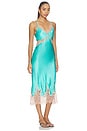 view 2 of 3 ROBE SCOTLY LACE TRIM MIDI in Cyan & Cappuccino